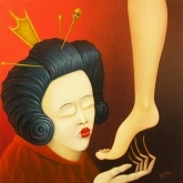 <b>Le pied de Fumiko</b> - Huile sur toile - 40 X 40